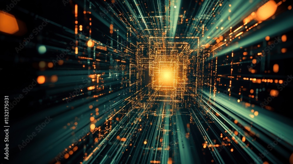 Poster Abstract Digital Tunnel Of Light And Data Streams