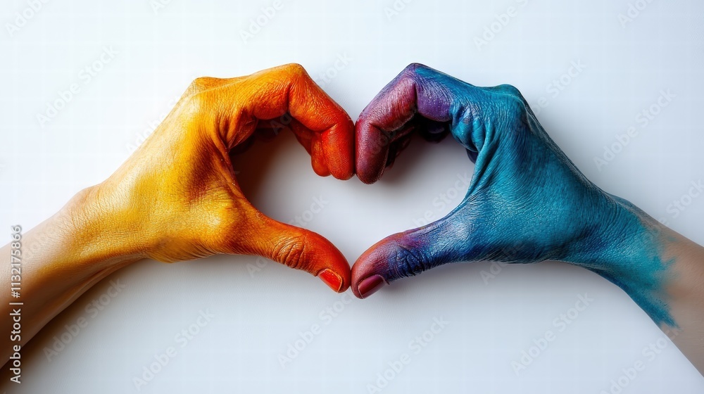 Aufkleber colorful hands held together in the shape of a heart creating a vibrant and artistic expression of l