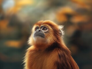 Fototapeta premium Close up of Titi Monkey, Callicebus species, perched on a tree branch in the wild
