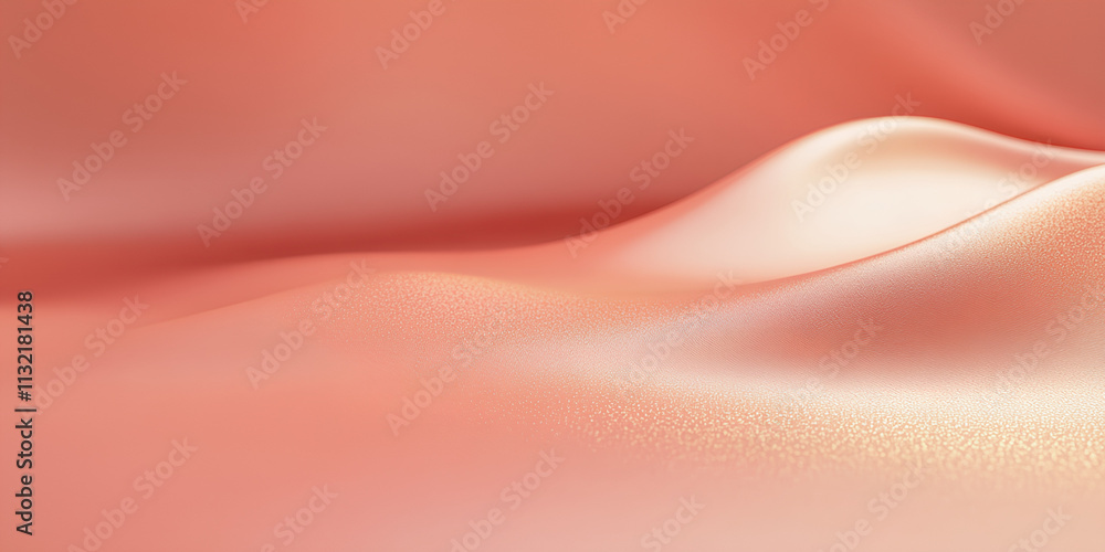 Poster soft flowing pink satin fabric with abstract waves and smooth texture in a warm, flowing design
