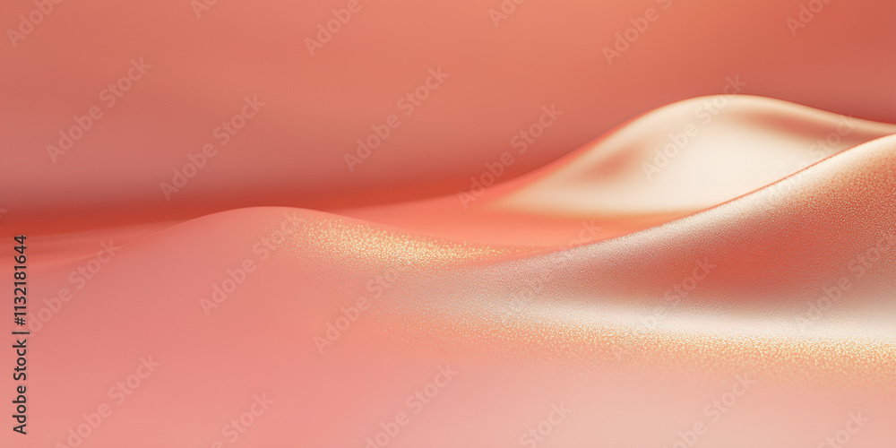 Poster soft flowing pink satin fabric with abstract waves and smooth texture in a warm, flowing design