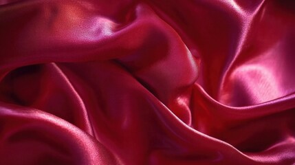 Obraz premium Silky Red Satin Fabric Texture with Smooth Drapery for Elegant Backgrounds in High Resolution