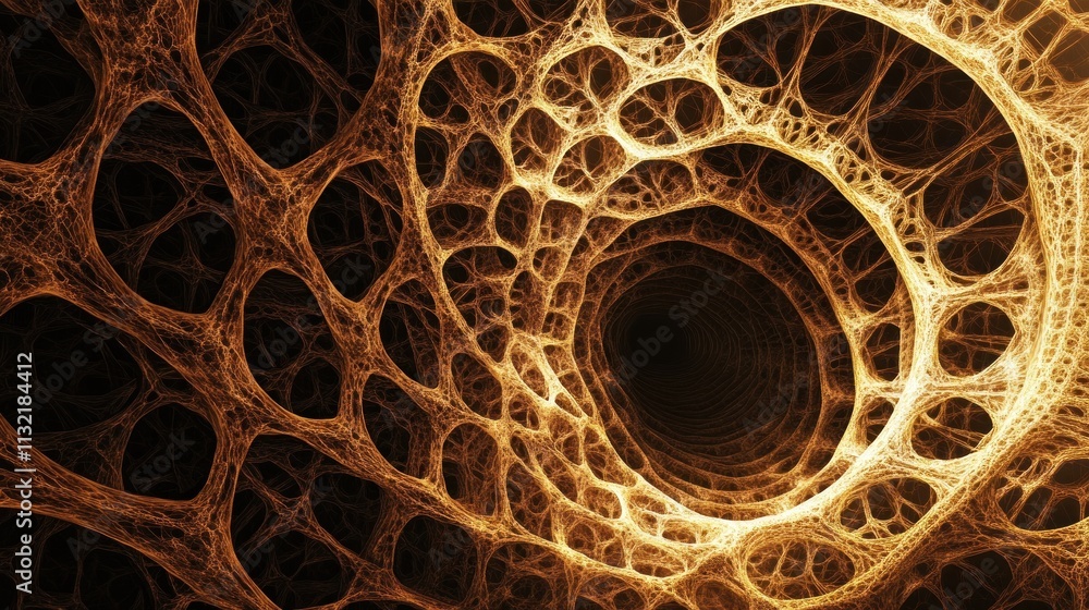 Poster abstract golden network forming a spiral tunnel