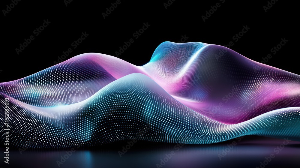 Poster abstract digital waveform neon light display