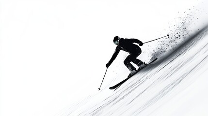 Fototapeta premium Silhouette of a Skier in Action Winter Sports & Activities, Winter season, Happy New Year, Happy Christmas 
