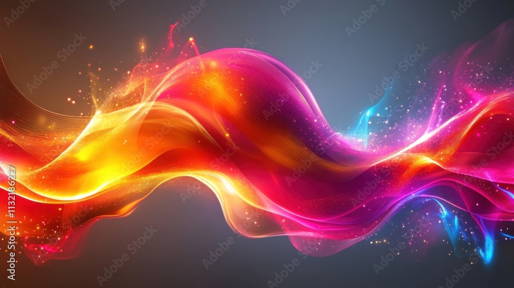 Aufkleber Abstract Colorful Waves With Sparkling Lights