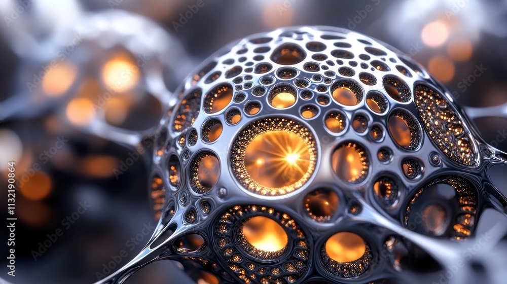 Poster abstract metallic sphere with internal light source