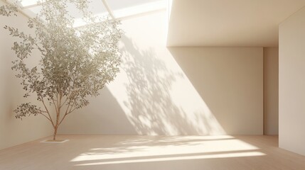 Minimalist Room Decor With Sunlight And Plant