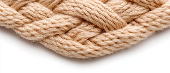 Obraz premium Beige Yarn Texture Close up Knitted Fabric Woven Thread Detail Natural Fiber Cozy Textile
