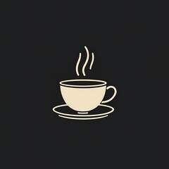 Obraz premium Sleek and Minimalist Coffee Cup Logo Design Featuring Simple Lines and Steam Against a Dark Background for Modern Branding Needs
