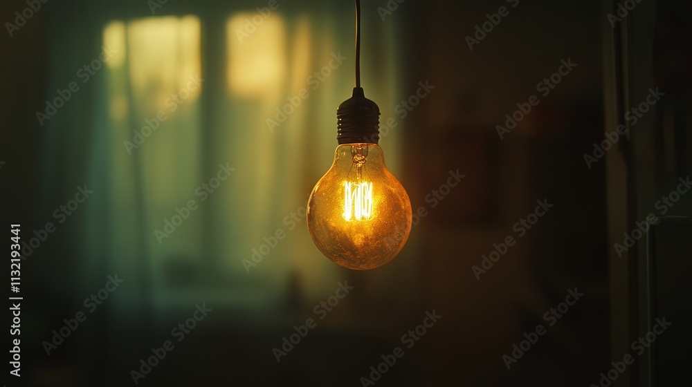Poster blurred light bulb emits a warm glow that fills the surrounding space, creating a calm and inviting 