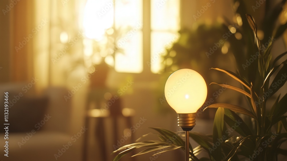 Poster blurred light bulb emits a warm glow that fills the surrounding space, creating a calm and inviting 