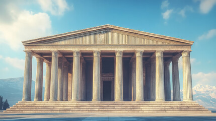 Fototapeta premium An illustration of an ancient Greek or Roman temple with columns or pillars