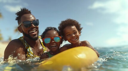 Obraz premium smiling african american couple embracing each other on the beach