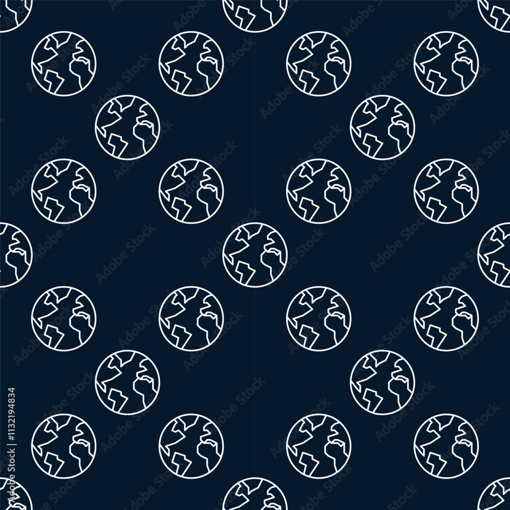Poster earth hemisphere vector minimal thin line seamless pattern