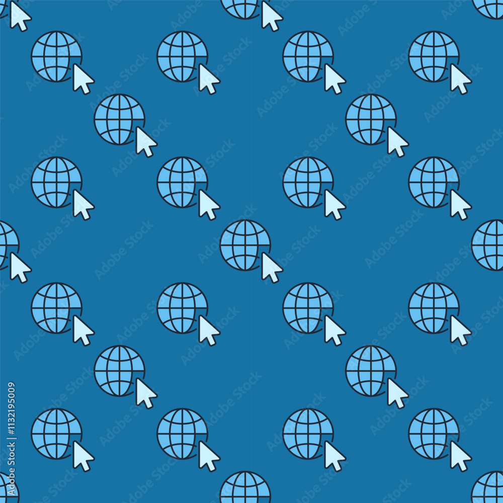 Aufkleber vector earth globe with mouse cursor blue seamless pattern