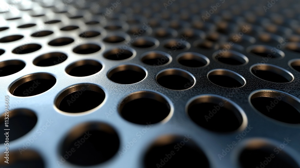 Poster abstract metal surface with circular holes pattern