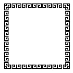 Fototapeta premium Decorative black square frame for design with Chinese ornament and meander. Square frame. Greek frame. Template for invitations, textiles, engraving, wooden furniture, porcelain, embroidery