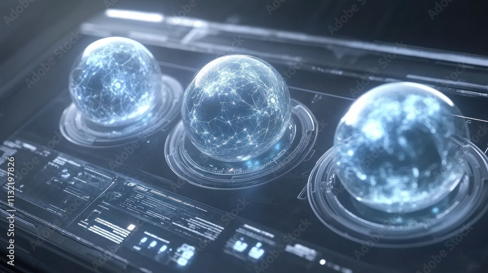 Aufkleber Futuristic Networked Eggs Within Technological Interface