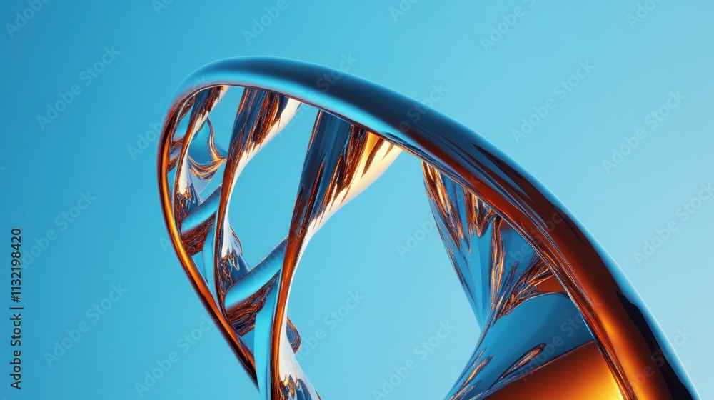 Aufkleber abstract metallic double helix structure design