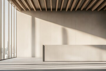 Obraz premium Modern Minimalist Office Reception Desk with View