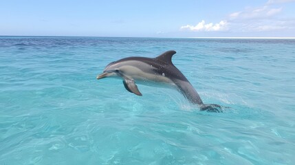 Playful Dolphin Leaping  Ocean  Wildlife  Marine Mammal  Aquatic Animal  Tropical Paradise
