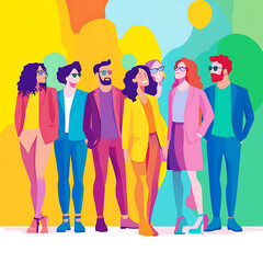 Fototapeta premium Colorful Diverse People Group Illustration