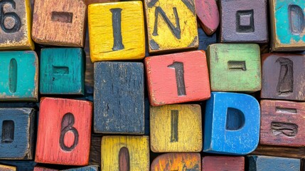 Colorful Wooden Letters on a White Background