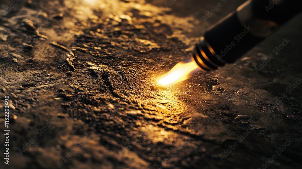 Poster a torch being used in a workshop to remove paint from a metal surface. the image highlights the usef