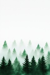 Obraz premium Winter forest-inspired watercolor textures in frosty greens and icy whites.