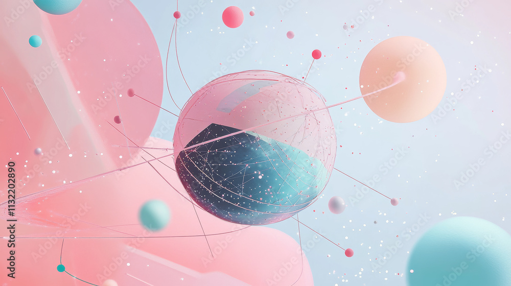 Poster abstract happy 2025 new year greeting card with planet. low poly technology style design. futuristic