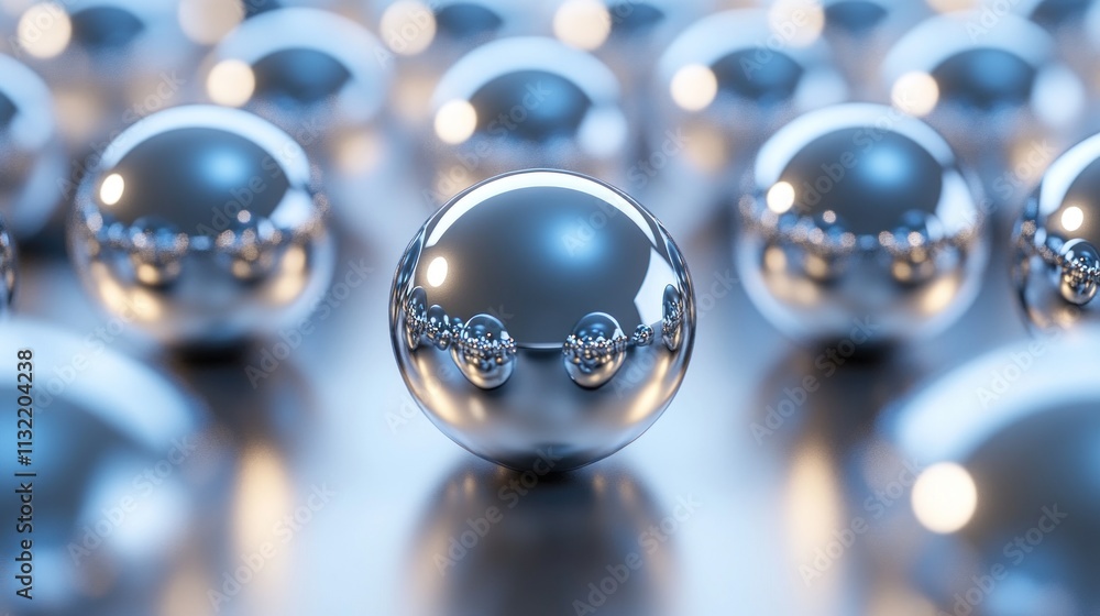 Poster reflective metallic spheres arranged in a pattern