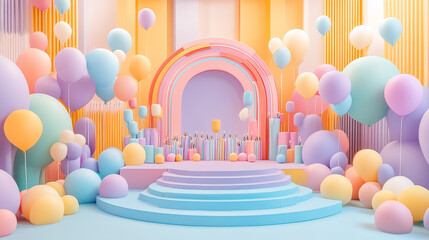 Fototapeta premium 3D Birthday Concept. 3D Illustration