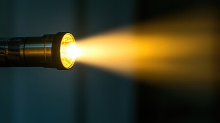 A torch with a focused beam lighting up a dark room during a power outage