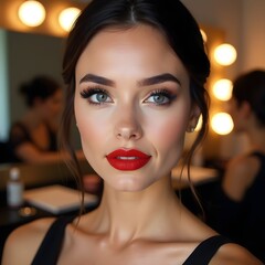 beauty model in a public place