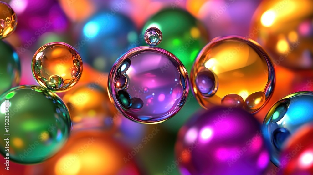 Poster colorful shiny spheres abstract background image