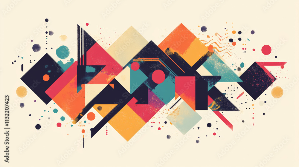 Poster open box form lines, triangles and particle style design. illustration vector