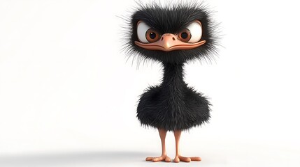 Fototapeta premium Cute ostrich 3d art animation illustration style isolated on white background