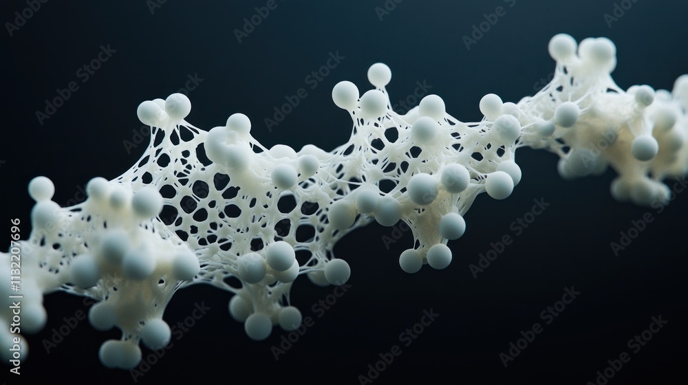 Poster White spheres connected by a complex network structure
