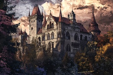 Obraz premium This stunning image beautifully captures the intricate architecture and historical significance of Czechia's majestic castles, highlighting their grandeur and cultural heritage.