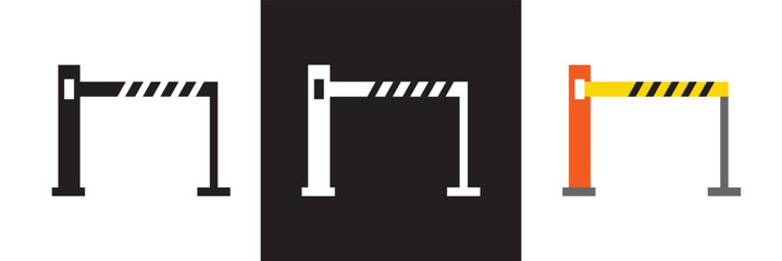 Closed barrier gate  icon limiting access to restricted area. Vector illustration. isolated on white and black background. EPS 10 © KD Vector Studio