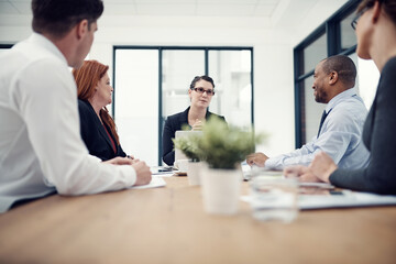 Training, laptop and mentor with business people in meeting for planning, teamwork or coaching....