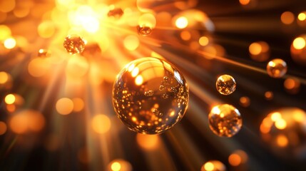 Golden Spheres Illuminate Dark Background With Radiant Light