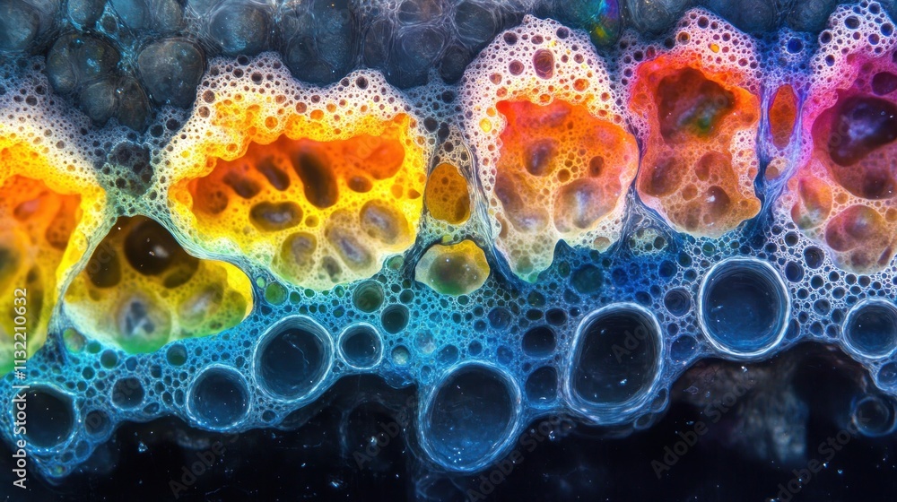 Poster Abstract Colorful Bubbles Form Intricate Patterns