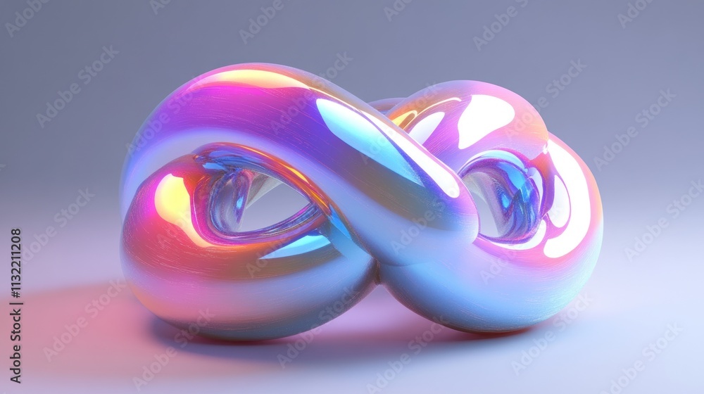 Poster iridescent abstract infinity loop sculpture design