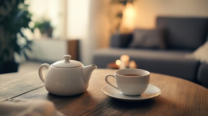 Fototapeta premium Cozy Evening Tea: A Moment of Tranquility