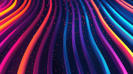 Vibrant Abstract Waves with Bright Colors and Flowing Lines on Dark Background
