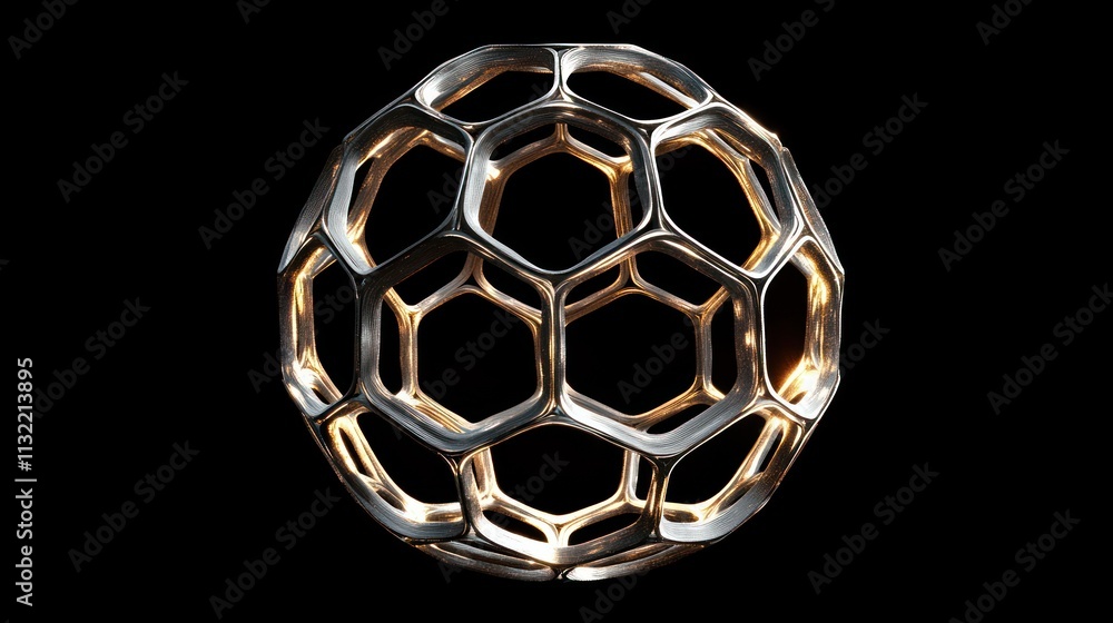 Poster metallic geometric sphere honeycomb structure design