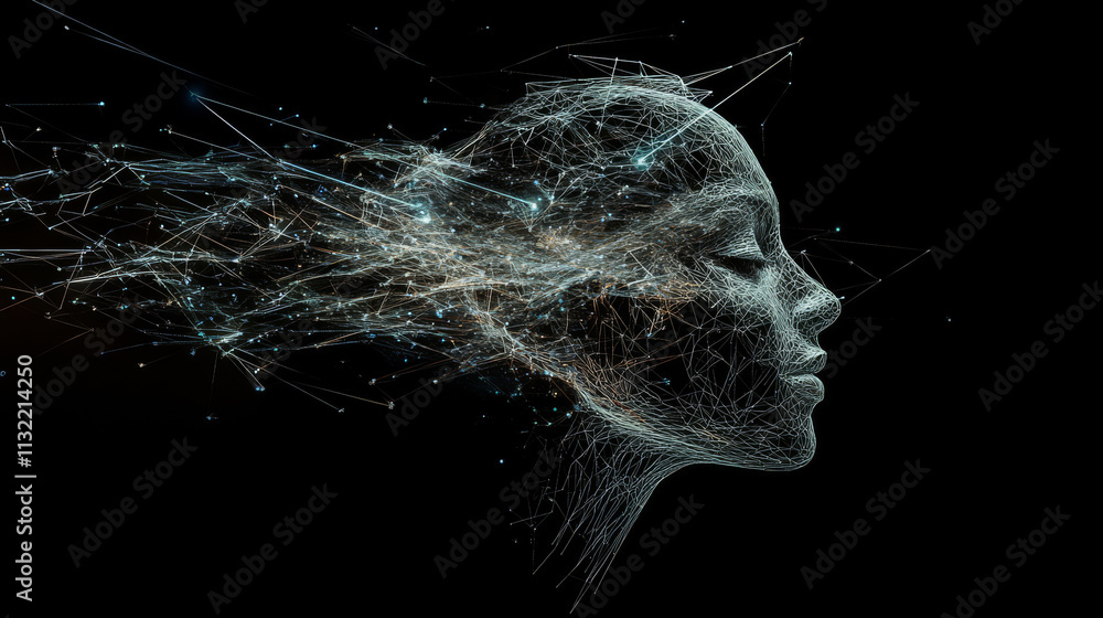Poster abstract technology background.artificial intelligence.human body.low poly wire frame technology.fut