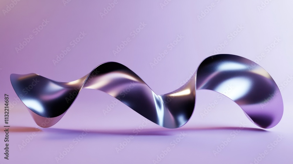 Poster Abstract Metallic Ribbon Swirling Design On Lavender Background